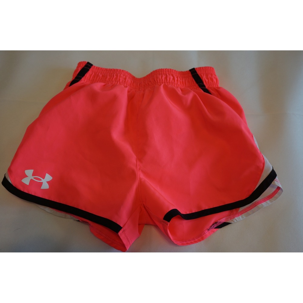 Under Armour Girls Neon Pink Athletic Running Shorts Size 6X HeatGear Mesh Liner